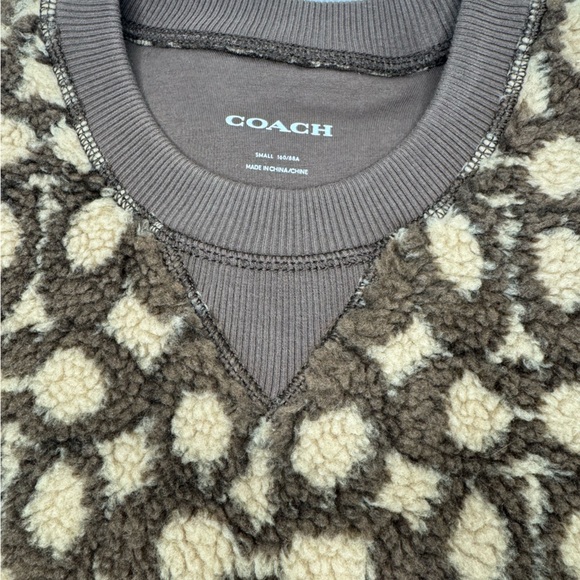 Coach Signature Logo Sherpa Fleece Pullover Sweatshirt Brown Tan Women’s S - Picture 8 of 8